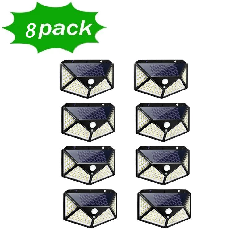 4/8PCS New Solar Lights Outdoor Wall Lamp PIR Motion Sensor 100LED Solar Powered Sunlight Street Light for Garden Courtyard
