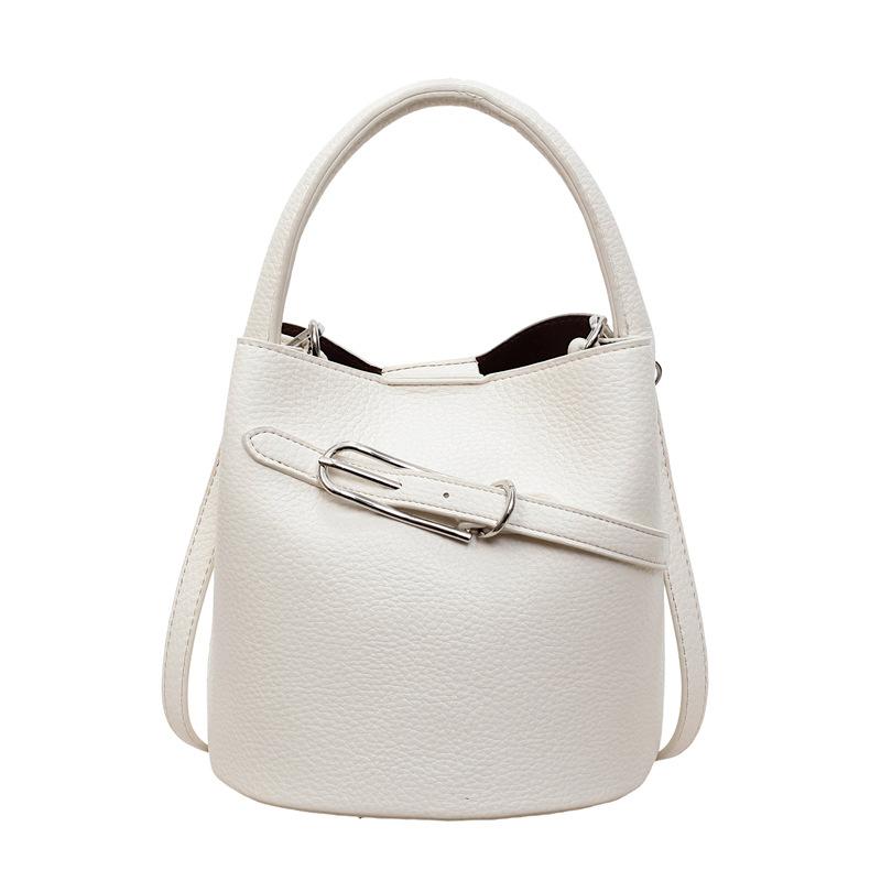 Bucket Handbag Bag Single Shoulder Crossbody Strap Vintage Belt Decoration Stylish High-end Fashionable Casual Solid