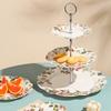 Creative European Camellia Multi-Layer Ceramic Fruit Plate Living Room Coffee Table Candy Plate Afternoon Tea Dim Sum Rack Cake Plate