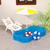 Miniature Beach Scene Set for 1/12 Dollhouses Poolside Display Furniture with Deck Chair Sunshade for Kids Pretend Play