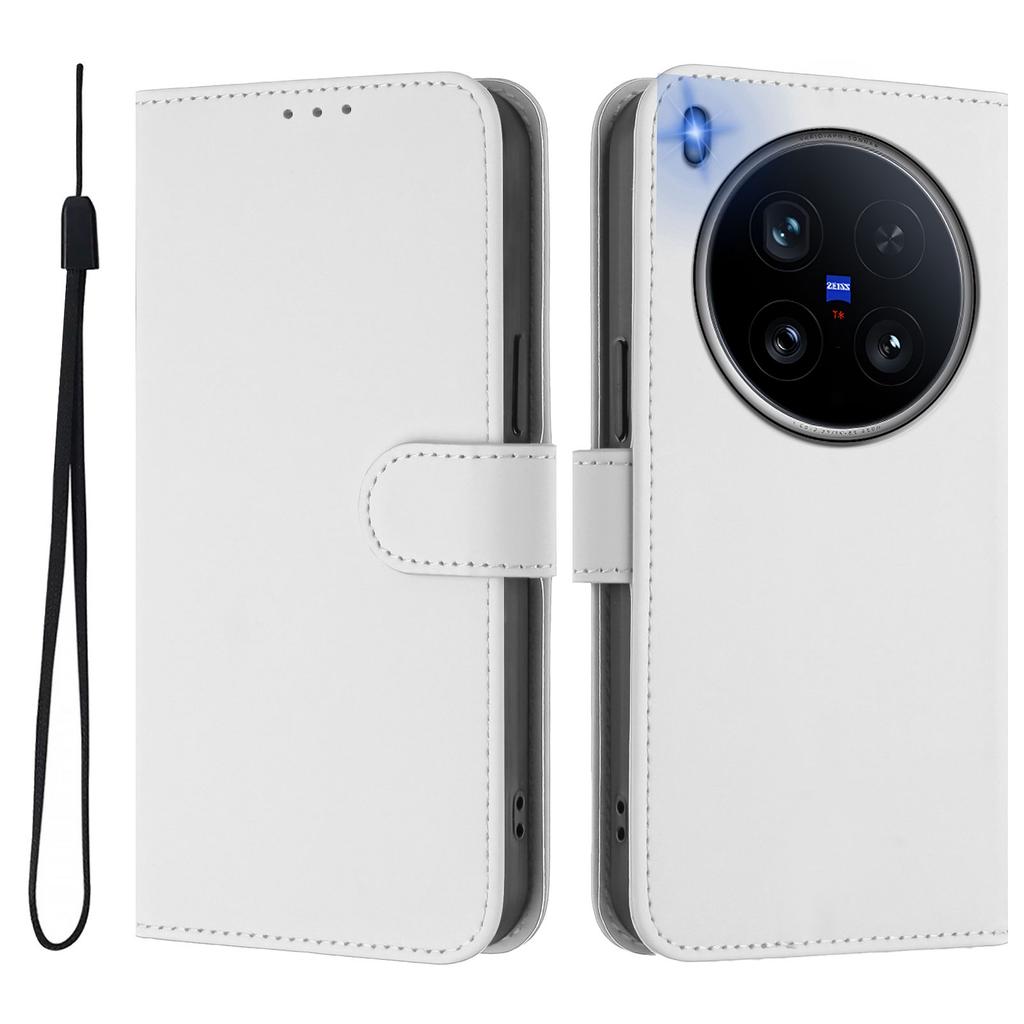 For Vivo X200 Ultra 5G Case Solid Color Wallet Leather Phone Cover with Strap