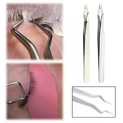 Pinzety na prodlužování řas Protiskluzové Nerezová ocel Zakřivený hrot Rovné Pinzety Vysoká přesnost Nehtové umění Make-up Kosmetické nástroje