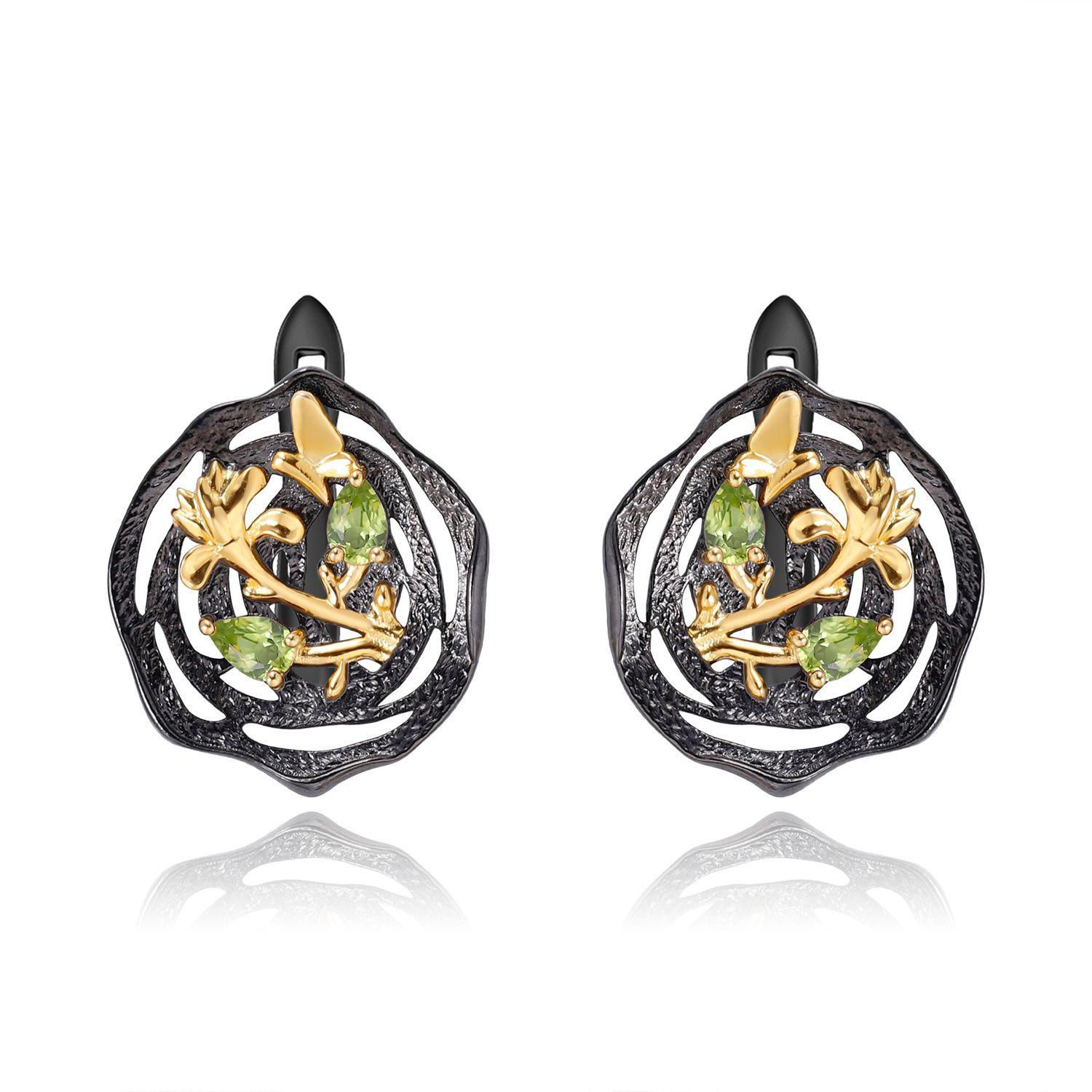 

Оригинальные дизайнерские высококачественные серьги с драгоценными камнями, натуральный дизайн, серебряные серьги s925 с натуральной розой и гранатом