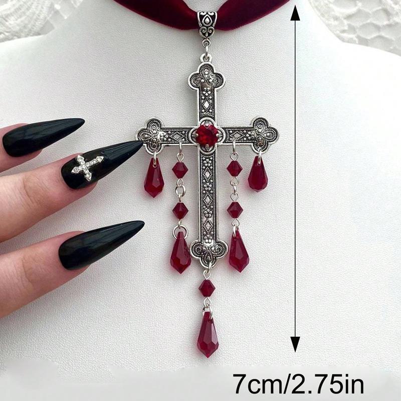 Halloween Retro Gothic Dark Style Tassel Necklace Suitable For Women'S Daily Holiday Parties Wearing Fashionable Necklace