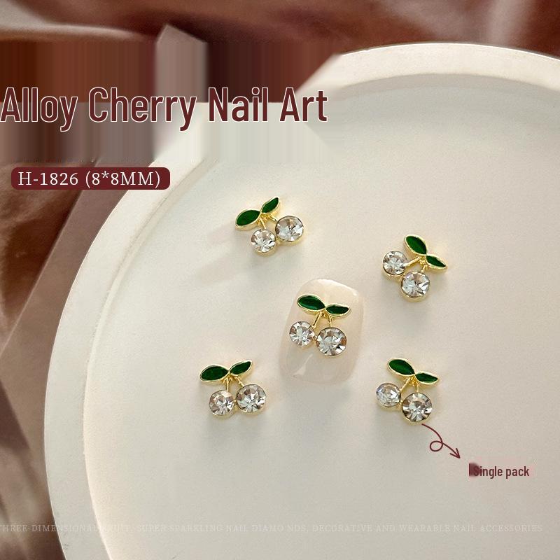 Net Celebrity 3D Cherry Nail Art Decorations: Alloy Rhinestones for 2025 New Year Style