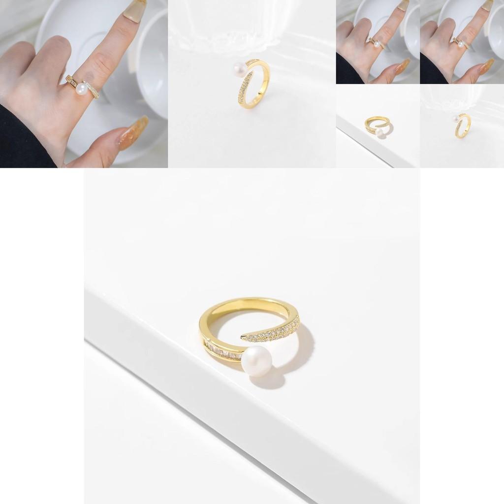 Modern And Stylish Pearl Zircon Adjustable Ring Exuding Luxury And Elegance