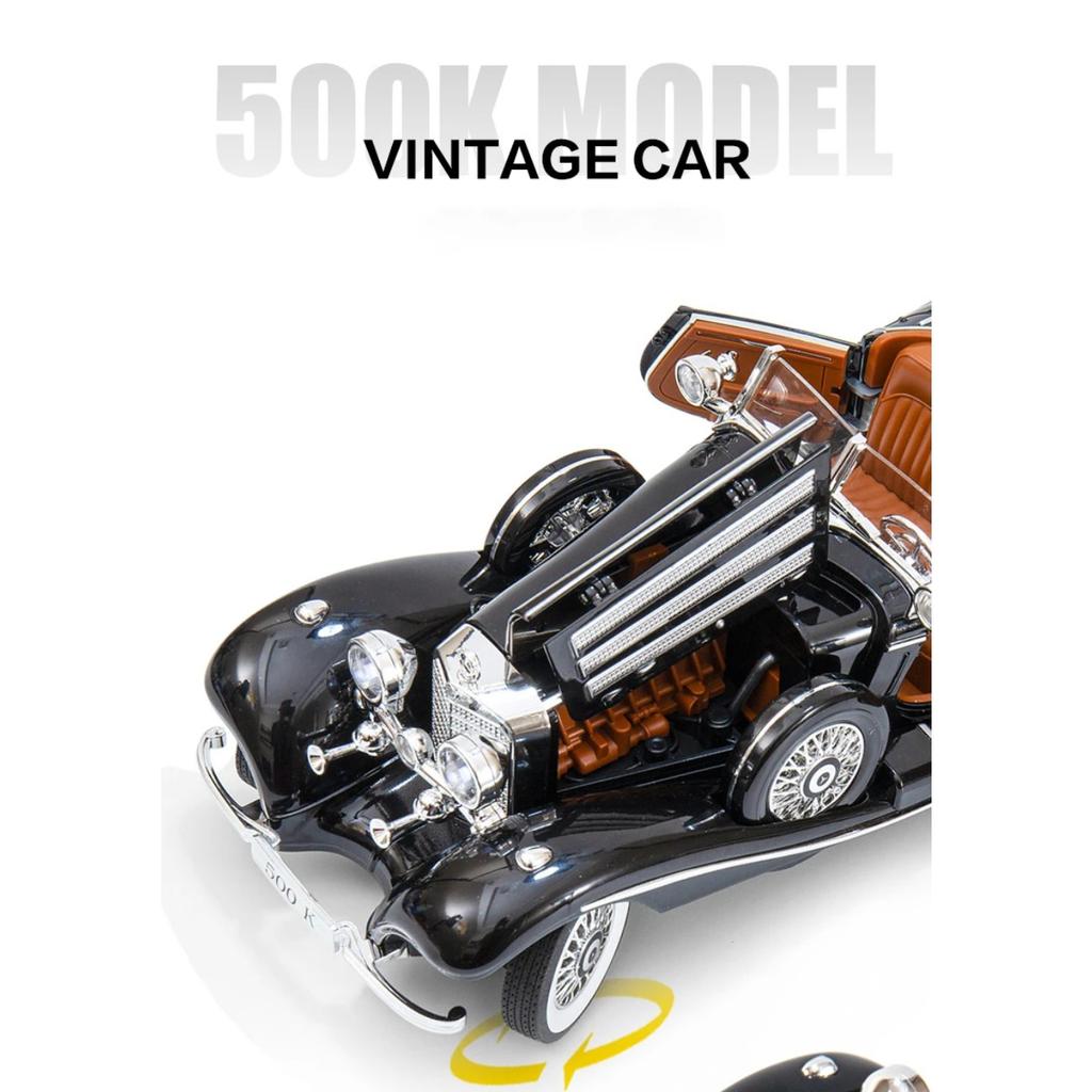 1/18 Mercedes-Benz 500K 1936 Alloy Die Cast Toy Car Model Sound and Light Children's Toy Collectibles Birthday gift