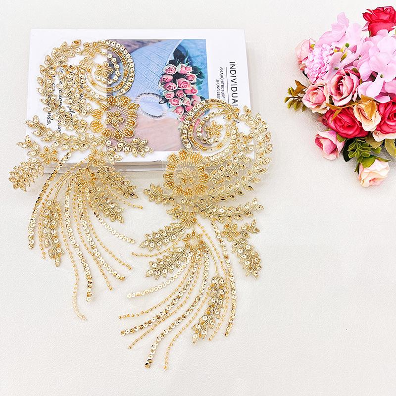Gold Strand Rope Lace To Flower Embroidery Beads Women'S Clothing Children'S Clothing Dresses And Other Applique Patch Cloth Stickers