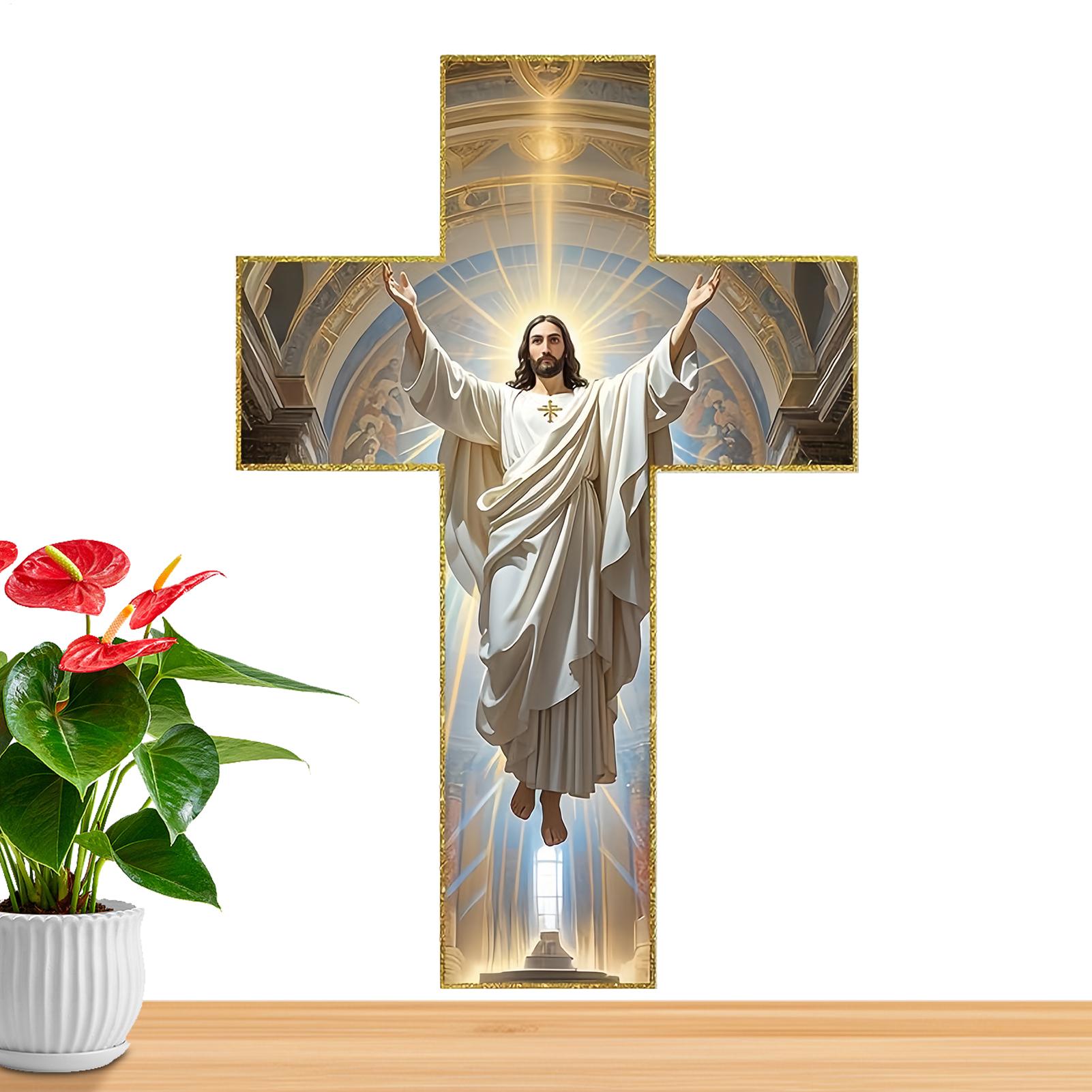 Винтажный деревянный крест с изображением Иисуса Христа, настенный, ручная работа, антикварное религиозное украшение для дома, христианский крест для благословения дома China Mainland