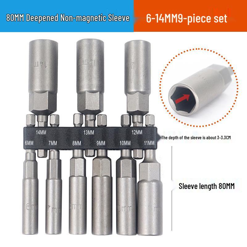 6.35mm Hexagonal Handle Air Screwdriver Set - 9/14 Piece Metric & Imperial Socket Head Accessories for Electric Hand Drill