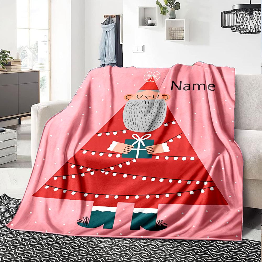 Custom Name Christmas Theme Printed Blanket - Perfect for Couch, Bed, Travel & Outdoor Use | Machine Washable, Cozy & Durable.