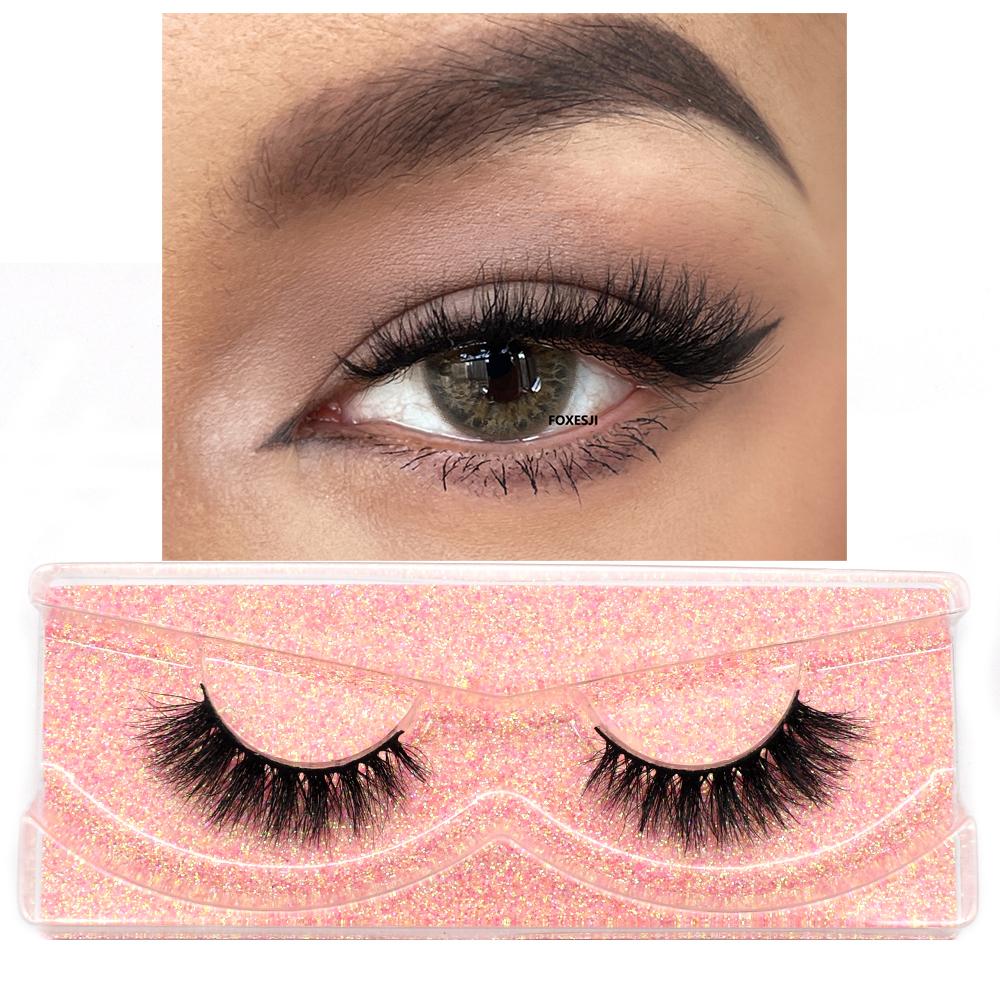 FOXESJI 3D Mink False Eyelashes Fluffy High Volume Eye Lashes Natural Wispy Full Strip Mink Eyelash Extension Bulk Lash Makeup