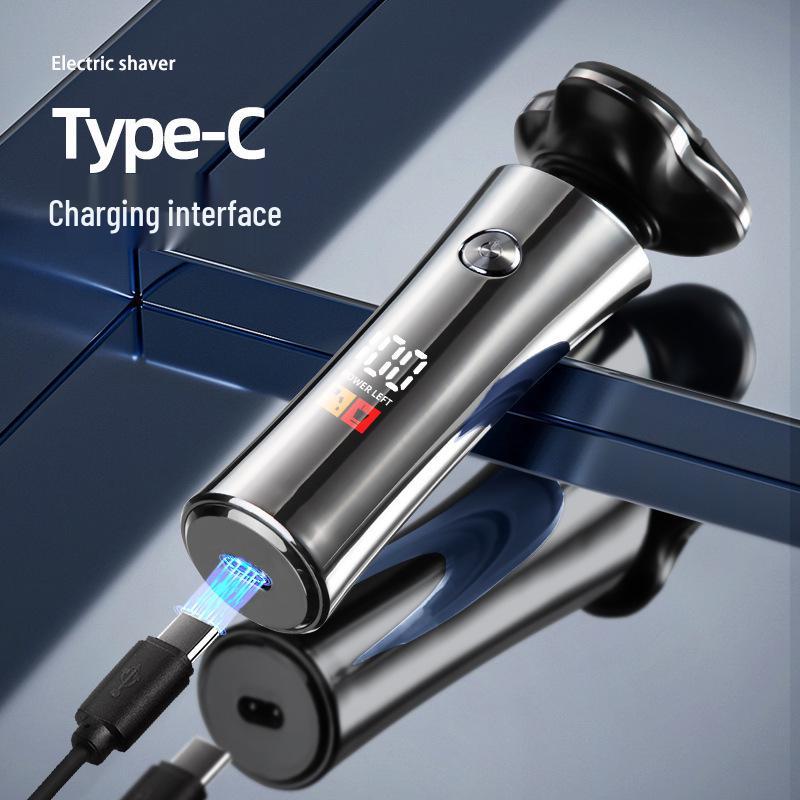 Cross New Men's Rechargeable Electric Shaver: Full Body Washable Rotary Three-Blade Beard Trimmer