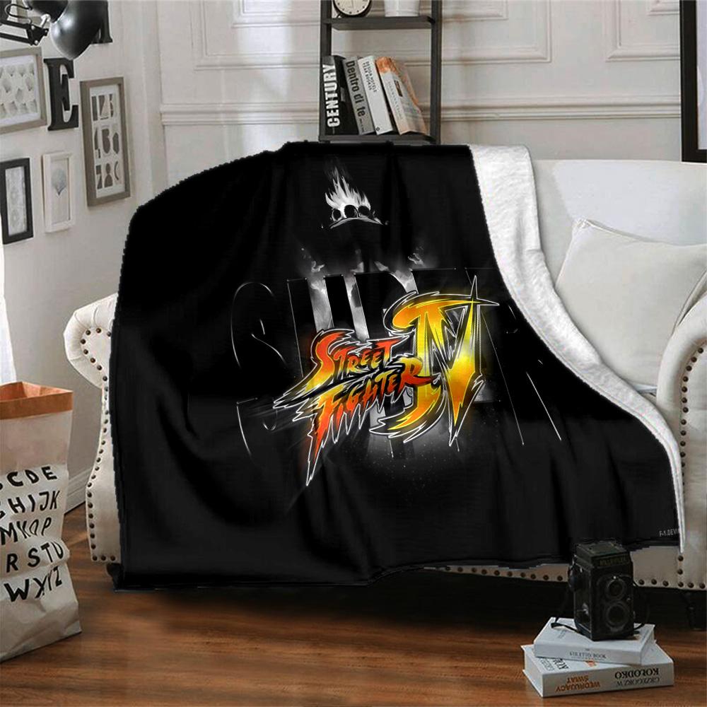 Street Game Characters Flannel Blanket, Soft Polyester, Modern Design, All-Season for Camping, Travel, Gifts for Holidays or Birthdays