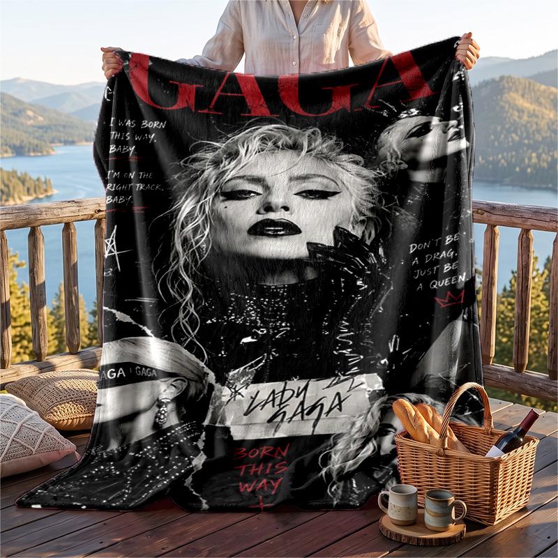 Warm Flannel Throw Blanket,Lady Gaga Lightweight Cozy Blanket For Bed Sofa And Daily Use