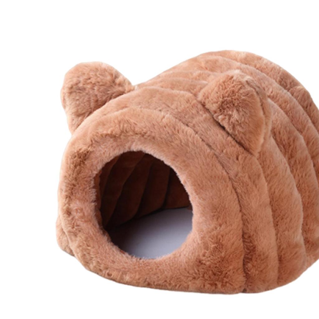 Semi Enclosed Hamster Bed Cave House Soft Velvet Shelter Warm Nest for Small Pet Habitat