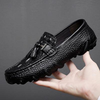 Mens Loafers Genuine Leather Italian Driving Shoes Casual  Loafer Men Shoes Casual Tassel Slip On Moccasins Big Size 38 -47