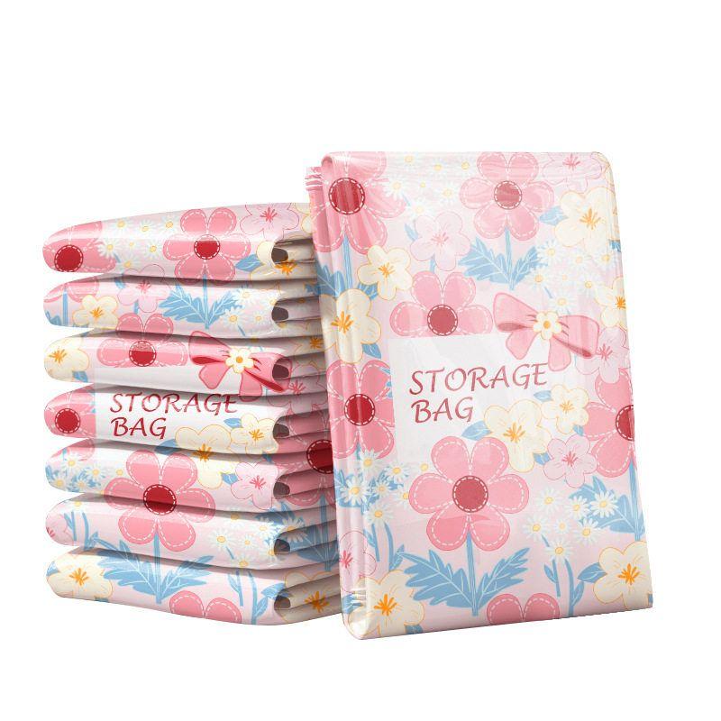 Vacuum Compression Bags for Clothes Storage, Quilt Vacuum Bags, Factory and Household Vacuum Storage Bags, Clothing Bags Pink Electric Air Pump, Flowers 145 * 70CM