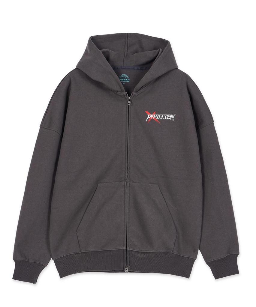 Astral Projection Projection X Overfit Wide Shoulder Zip-Up Hoodie_Charcoal