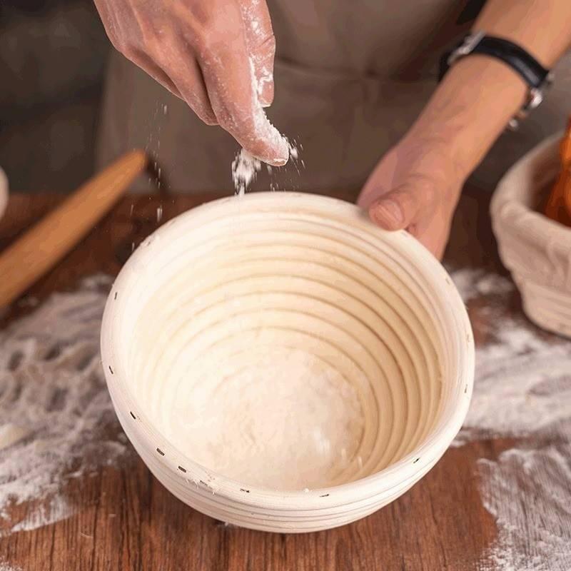 Rund Hævekurv til Brød Oval Naturlig Rattan Fermenteringskurv Bageform Med Klædeforing