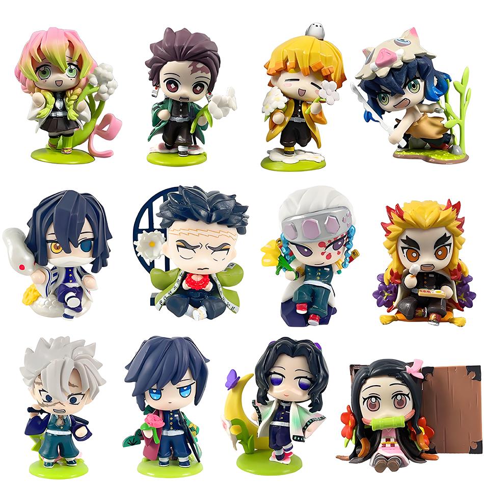 Q-Version Dämonentöter Anime Sitzende Geisterpuppe Tanjiro Nidouzi Inosuke Zenizu Puppe Action-Modell Spielzeug Weihnachtsgeburtstagsgeschenk