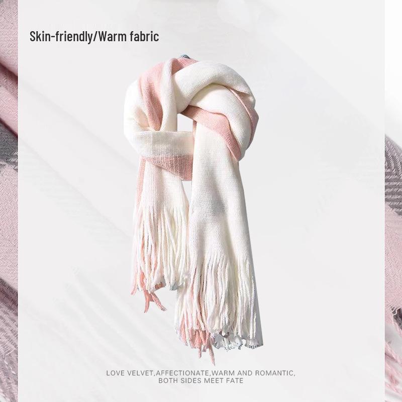 Classic Soft Girl's Imitation Cashmere Scarf Shawl - Versatile, Warm & Stylish for Autumn/Winter