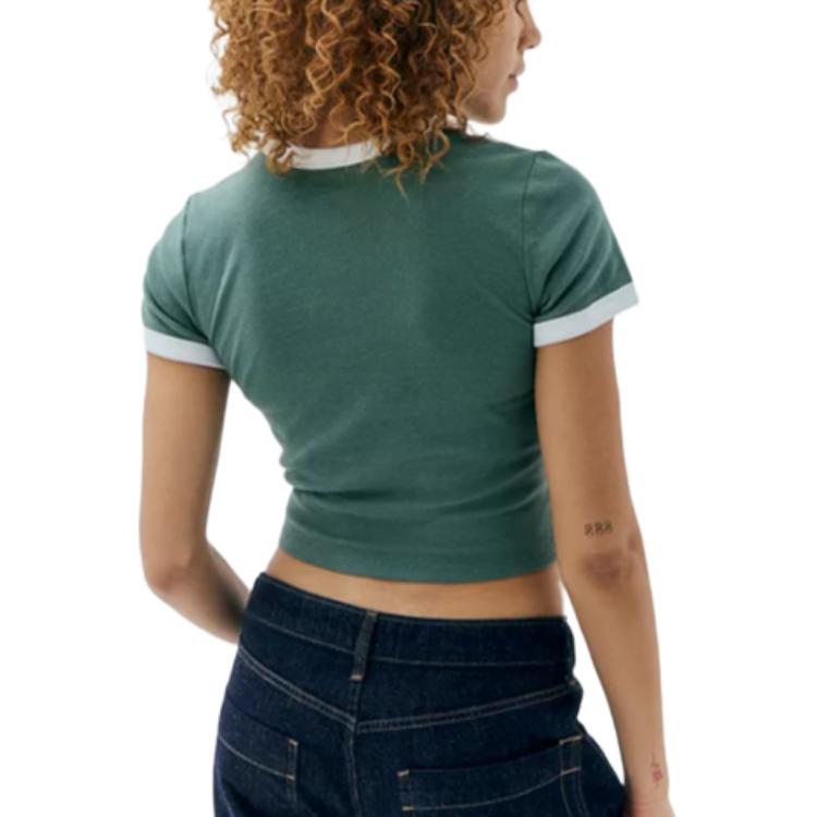 Levis Color Block Round Neck Short Sleeve Casual T-Shirt Women T-Shirts Green A3523-0064