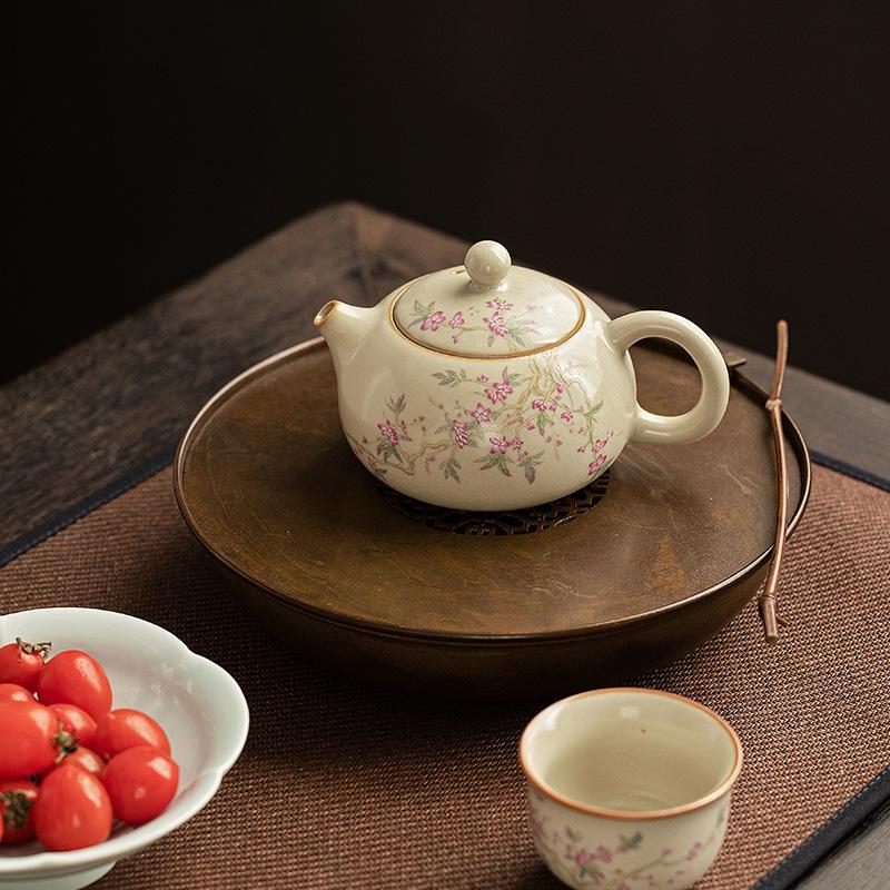 Ru Kiln Open Piece Ceramic Teapot Handmade  Ru Porcelain Xishi Pot Tea Maker Kettle Portable Kung Fu Teapot