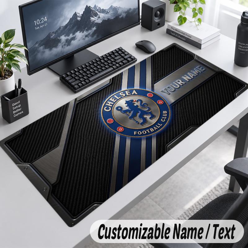 Custom Name Text Mouse Pad Chelsea FC Personalized Desk Pad For Work And Gaming