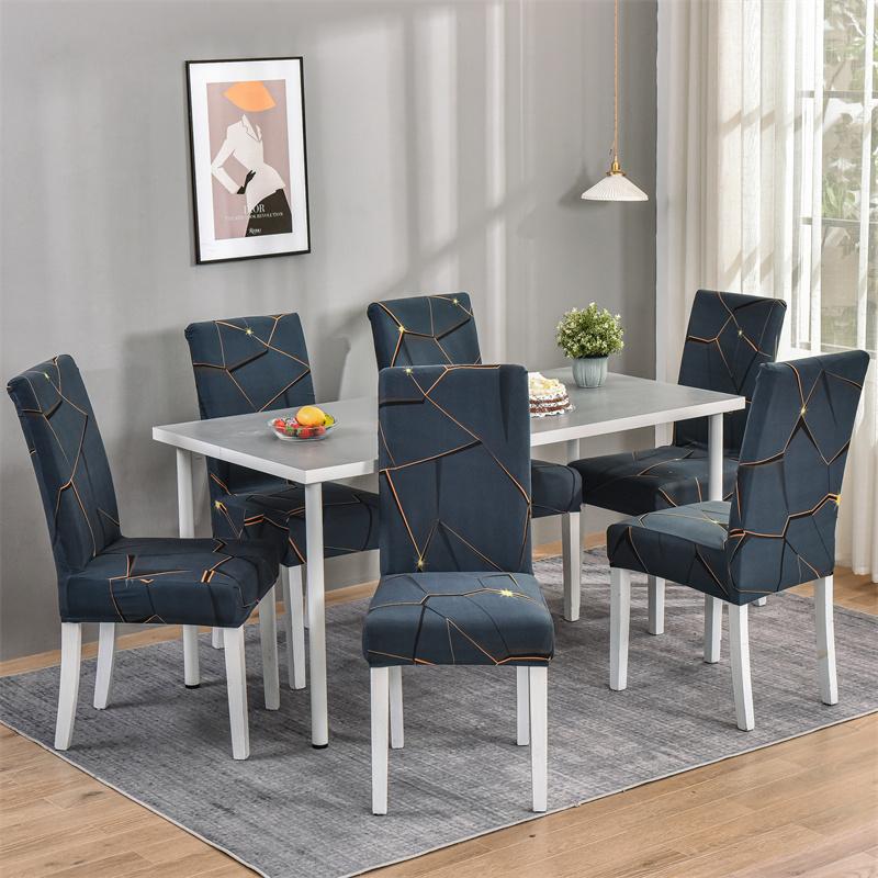 1PC Spandex Dining Chair Cover Stretch Elastic Printed Polyester Chair Slipcover For Hotel Dining Room Office Banquet Home Decor