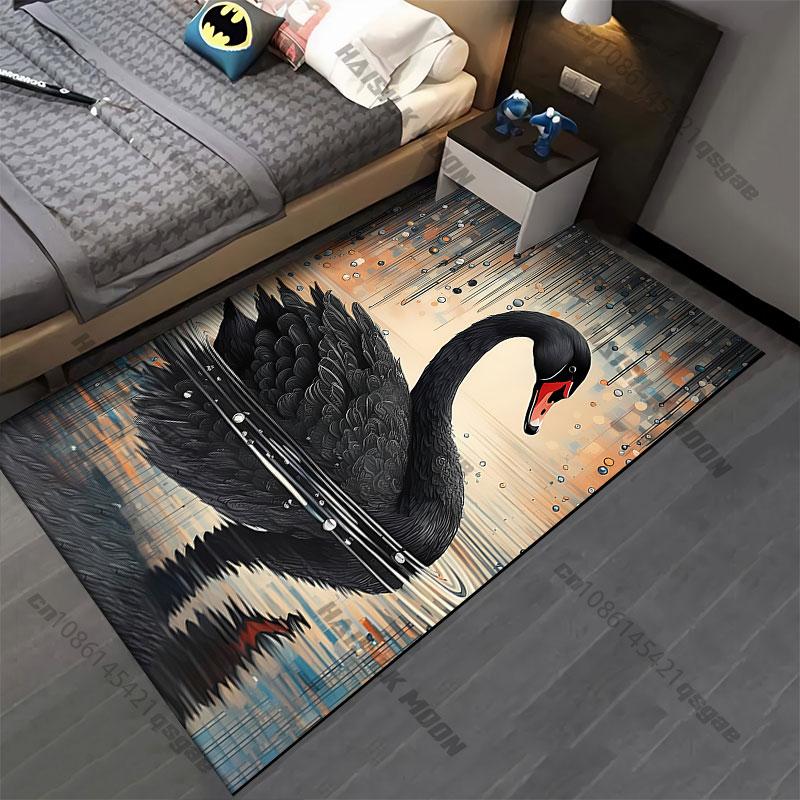Graceful black swan elegance carpet Yoga living room room decor children's crawling mat doormat area rug games mat