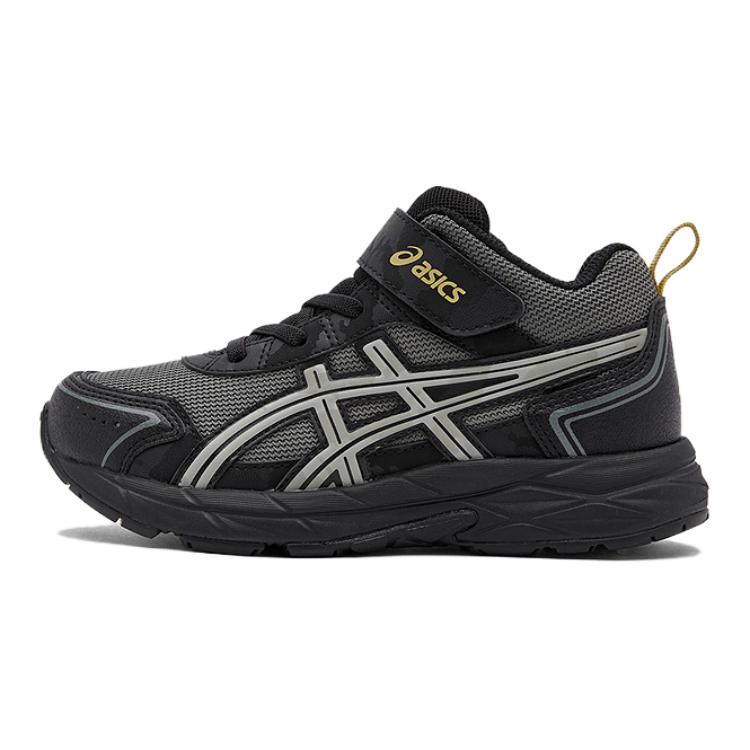 

ASICS RUNNING KIDS CONTEND Synthetic Leather, Textile Mid top Running Shoes Black Gray Kids 1014A387-300 33.5