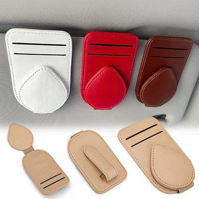 Leder Auto Sonnenblende Brillenetui Halter Sonnenbrillenclip Ausweishalter Ticketorganisator Aufbewahrungshalter Auto Innenraumzubehör