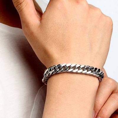 Men Bracelet Cuban Link Chain  Solid Miami Women Plated Curb Bangle Jewelry 17x0.6cm