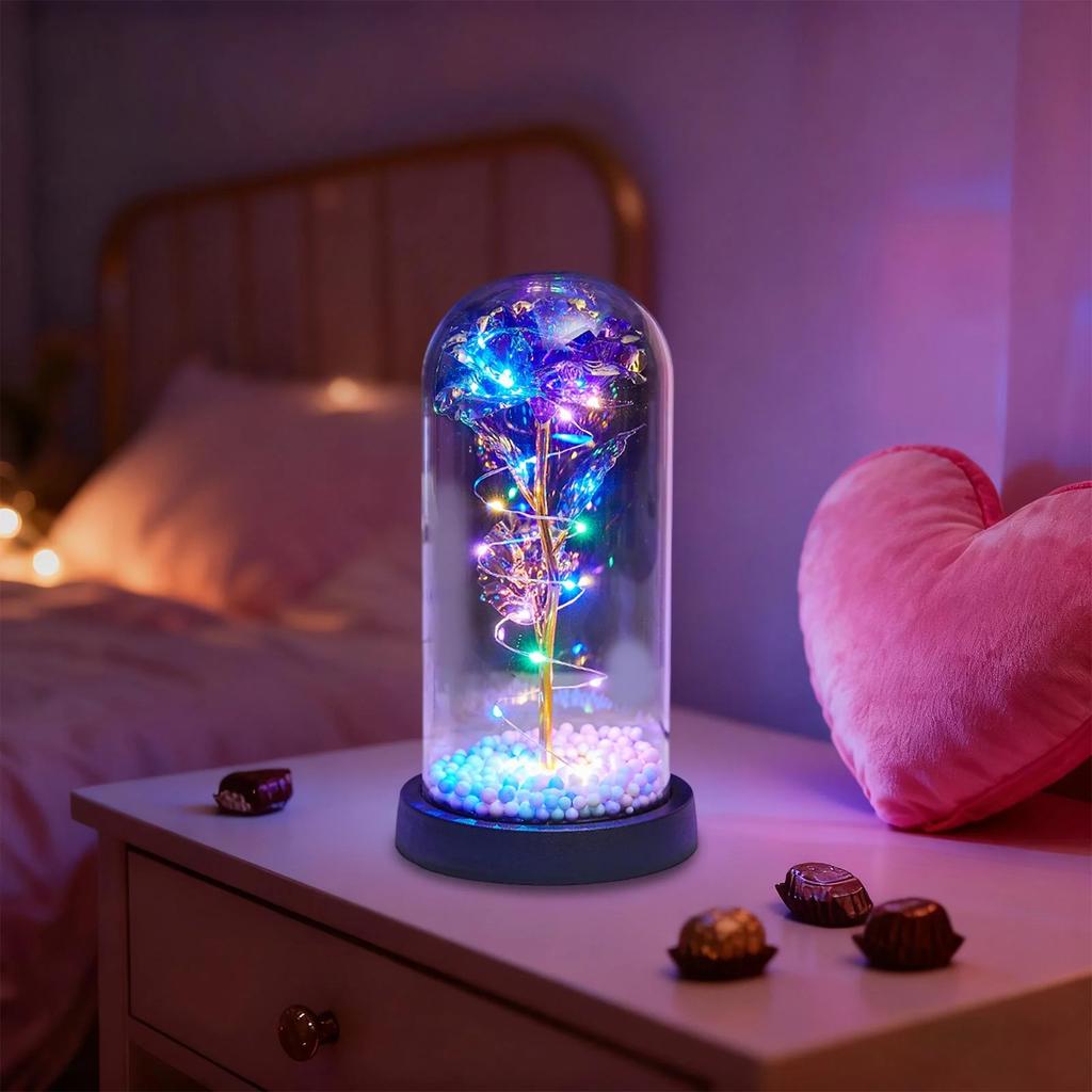 Valentine's Day/Girl's Day Gift:Night Light, Practical And Elegant Preserved Bouquet For Mom And Girl
