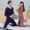 Women's & Men's Slim Fit Thermal Underwear Set - Golden Velvet, Round Neck, Autumn/Winter.