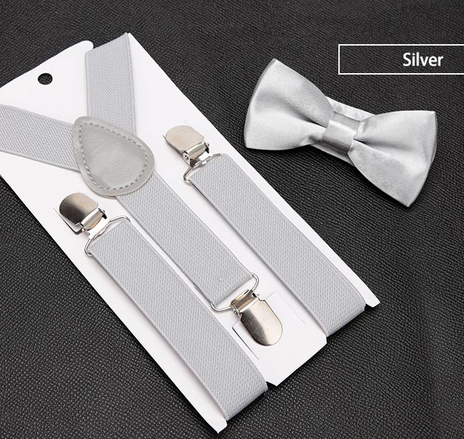 Kids Suspenders Bow Tie Set Boy Girl Retro Adjustable Suspenders Children Baby Braces Clip-on Trousers Wedding Ties Accessories
