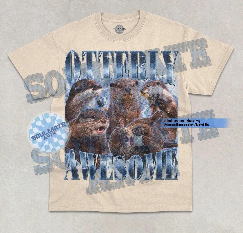 Otterly Awesome T-Shirt Cute Otter Animal Bootleg Funny Graphic Unisex Shirt M