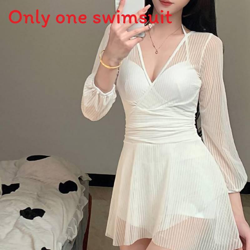 Classic Womens Swimsuit With Solid Color Long Sleeve For Swim And Water Sports