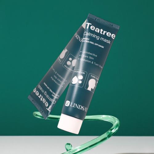 LINDSAY Cooling Calming Moisturizing Turnovers Tea Tree Calming Mask Peel Off Pack 70ml+free Pack Brush