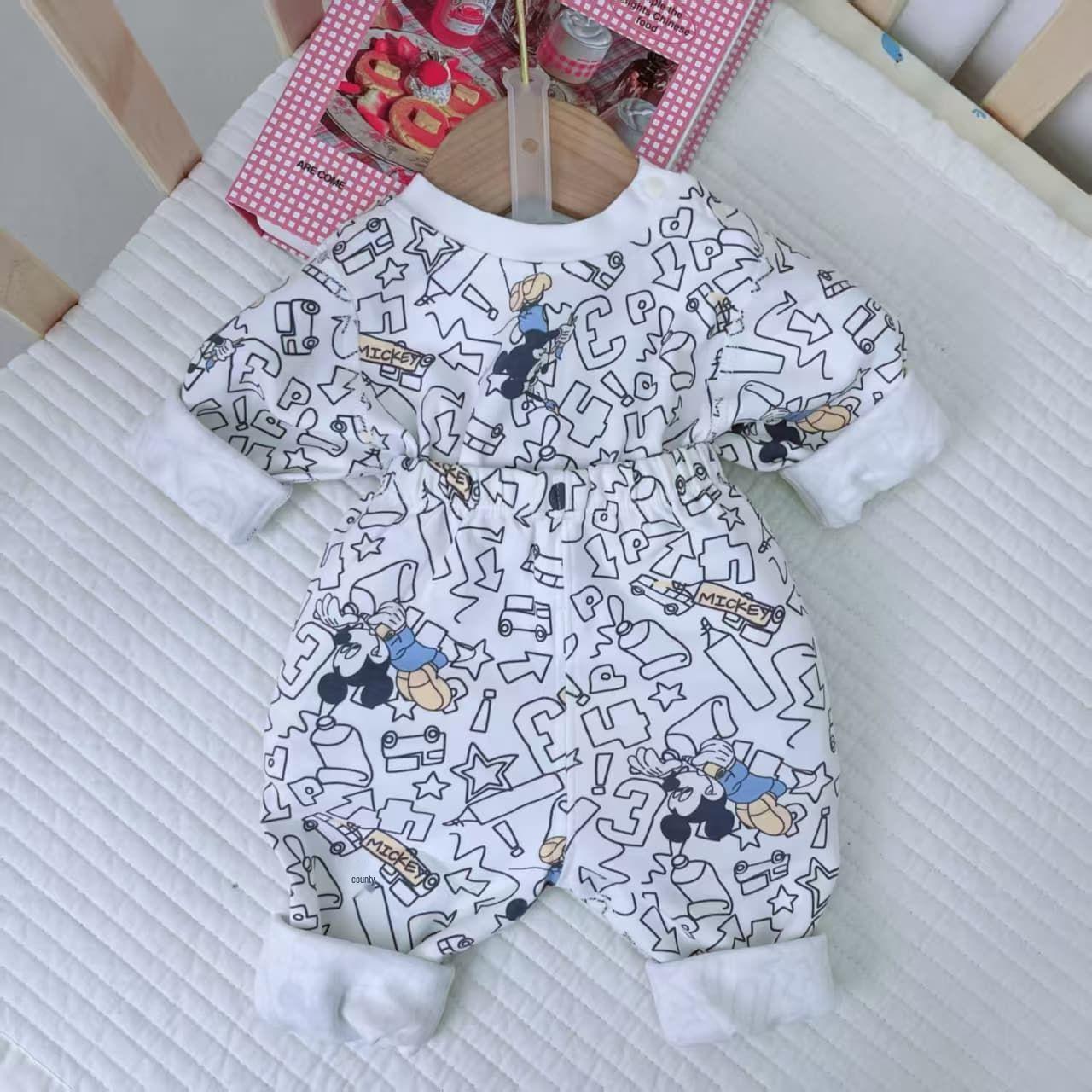 Baby Autumn & Winter Cotton Pajama Set - Cute Two-Piece Warm Outfit Size 66