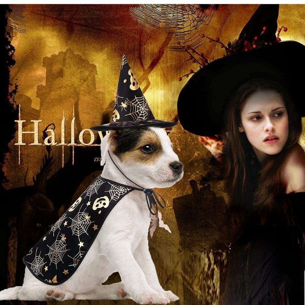 Pumpkin Halloween Dog Cloak Hat Adjustable Cats Cosplay Clothes Funny Halloween Pet Apparel Party