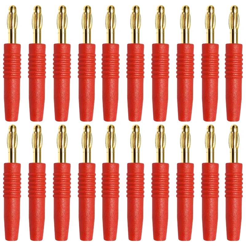 20Pcs 2mm Banana Plug Connector Banana Male Plugs Red Black Speaker Audio Wire Cable Connectors