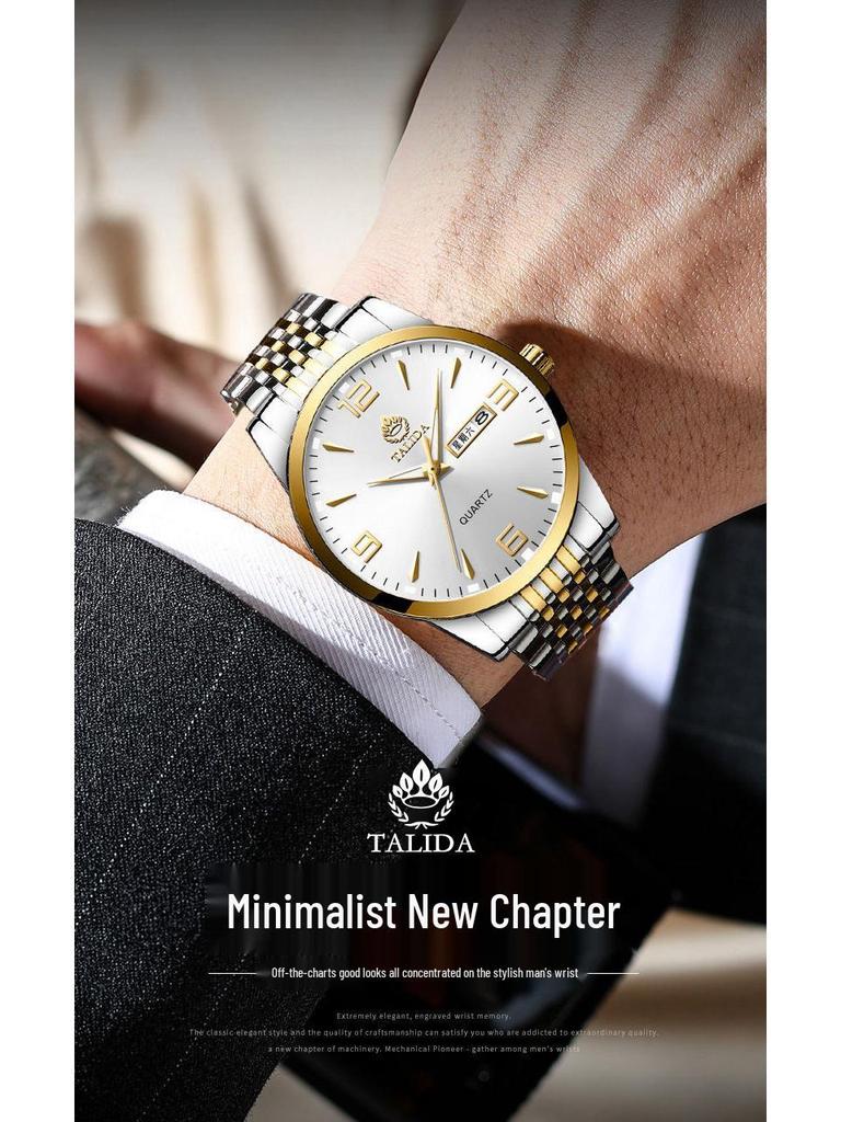 Tianlida Trendy Bestseller Men's Waterproof Quartz Stainless Steel Wristwatch with Date & Week Display