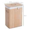 70L Collapsible Bamboo Laundry Hamper Organizer Clothes Washing Basket Bin Storage Box W/ Lid Removable Lining 40x30x60cm