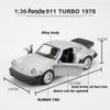 1/36 Scale Porsche 911 Turbo Toy Car Model Alloy Diecast Retro Racing with Pull Back Scale Model for Boy Gift Collection