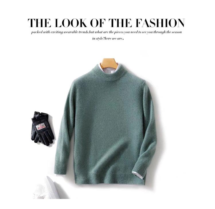 Men's 100% Wool Crew Neck Sweater - Casual Business, Thick Knit, Autumn/Winter Versatile.