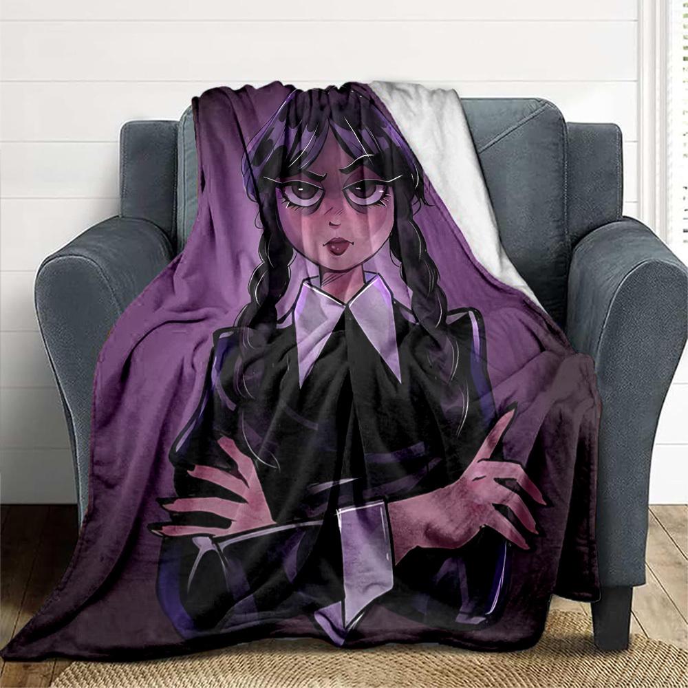1pc Wednesday Addams Blanket Lightweight Flannel Blanket Throw Blanket For Sofa, Bed, Travel, Camping, Livingroom, Office, Couch
