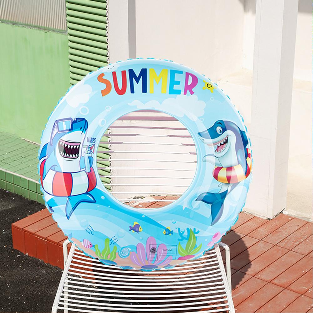Summer Shark Themed Swim Ring, Inflatable Clear Float with Sea Animal Print