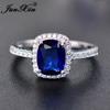 Fashion Mystic Fire Crystal Stone Rings For Women CopperColor Square Blue Pink Zircon Wedding Engagement Ring Boho Jewelry